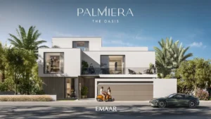 Palmiera at The Oasis by Emaar modern villa facade with balcony garage and landscaped surroundings in Dubai - Presented by Tohid Fetrat