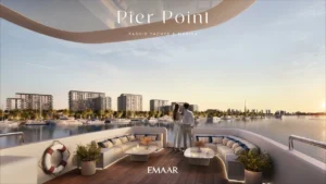 Pier Point 2 at Rashid Yachts & Marina by Emaar luxury yacht deck seating area with marina view skyline and waterfront ambiance in Dubai - Presented by Tohid Fetrat