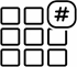 Minimal black line icon showing grid with hash symbol representing project number Presented by Tohid Fetrat