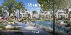 Rivana The Valley by Emaar modern villas around a landscaped lakeside walkway with lush greenery and waterfront views in Dubai - Presented by Tohid Fetrat