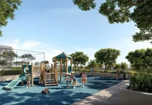 Sera 1 at Rashid Yachts & Marina by Emaar outdoor kids playground with slides climbing structure and landscaped green surroundings in Dubai - Presented by Tohid Fetrat
