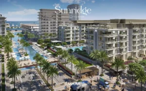 Sunridge at Rashid Yachts & Marina by Emaar waterfront promenade with palm trees swimming pools and modern apartments in Dubai - Presented by Tohid Fetrat