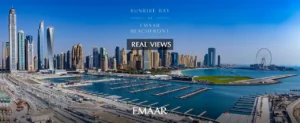 Sunrise Bay at Emaar Beachfront by Emaar real views of Dubai Marina skyline Ain Dubai and waterfront marina basin in Dubai - Presented by Tohid Fetrat