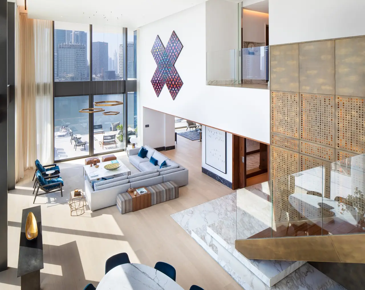 The Lana Residences Dorchester Collection by Omniyat 4 bedroom duplex with double height living area and luxury interior design in Dubai - Presented by Tohid Fetrat