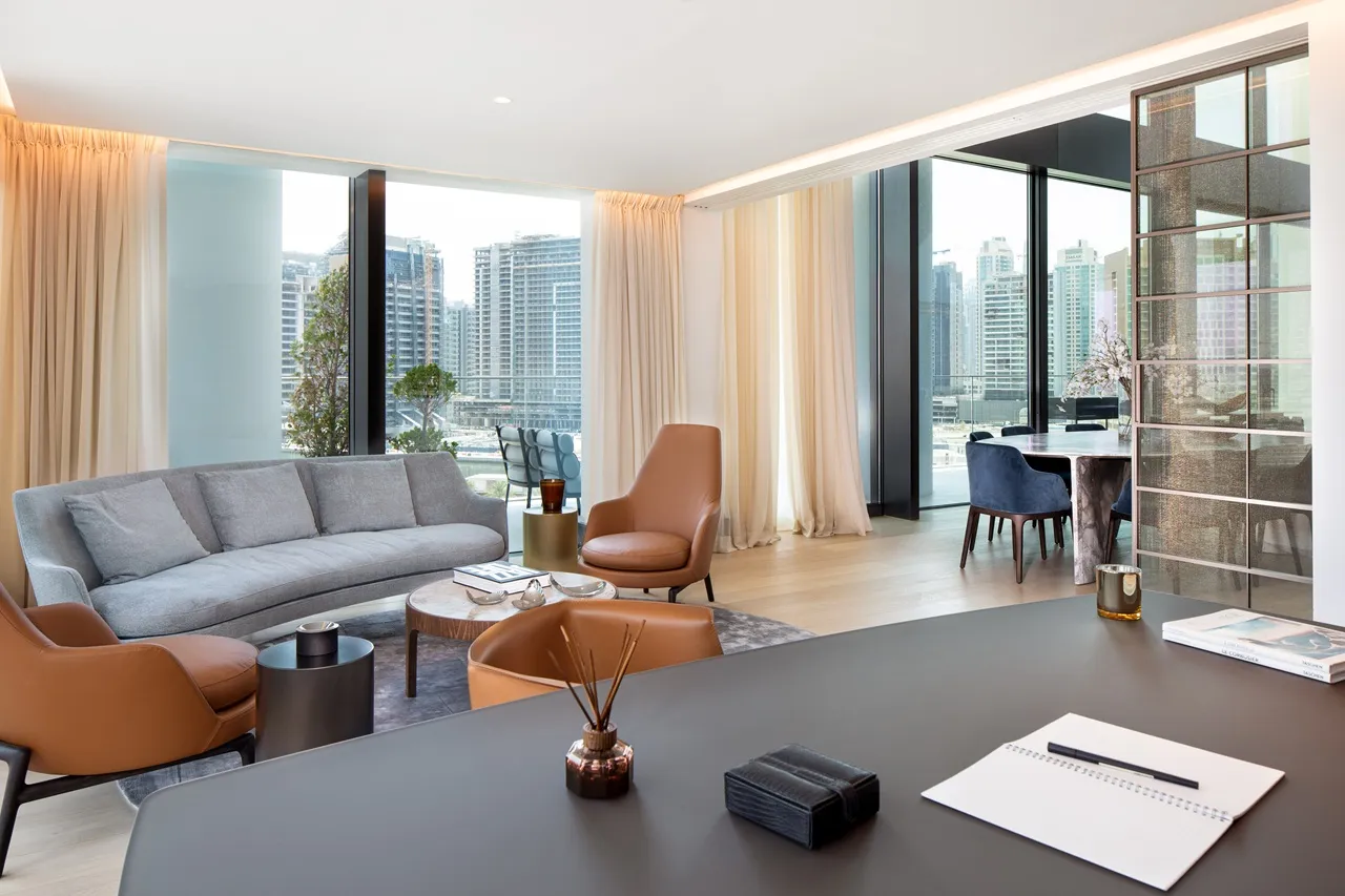 The Lana Residences Dorchester Collection by Omniyat 4 bedroom duplex with open plan living area and city views in Dubai - Presented by Tohid Fetrat