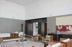 The Lana Residences Dorchester Collection by Omniyat 4 bedroom spacious living area with high ceilings lounge seating and elegant interior design in Dubai - Presented by Tohid Fetrat