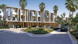 Tilal Binghatti Phase 1 by Binghatti modern villa exteriors with private driveways landscaped gardens and palm lined streets in Dubai - Presented by Tohid Fetrat