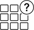 Minimal black line icon showing unit grid with question mark representing total units Presented by Tohid Fetrat