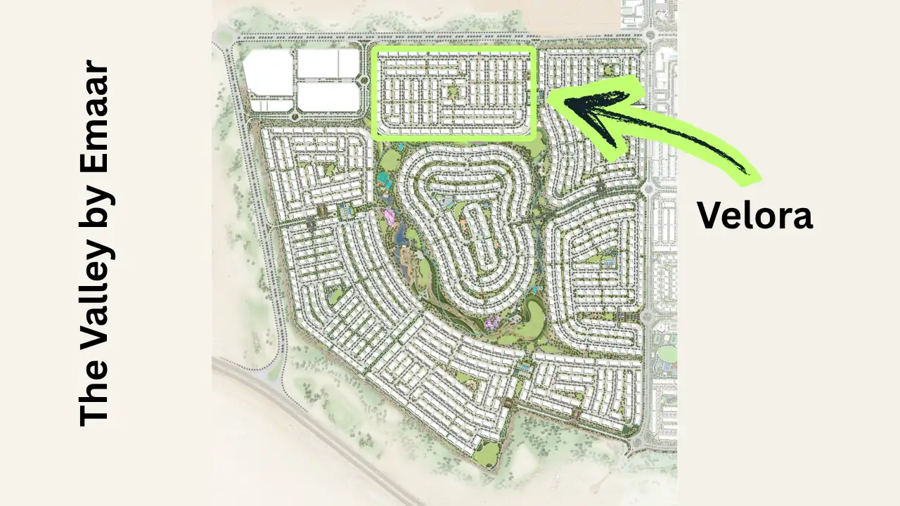 Velora The Valley by Emaar location within The Valley master plan community map in Dubai - Presented by Tohid Fetrat