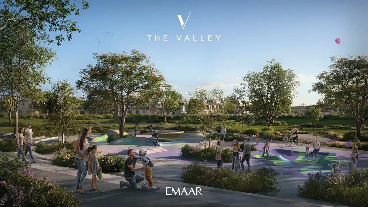 Velora The Valley by Emaar outdoor skate park and family recreation area surrounded by landscaped greenery in Dubai - Presented by Tohid Fetrat
