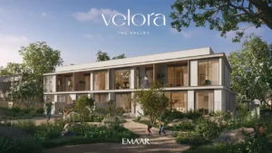 Velora The Valley by Emaar contemporary townhouse exterior overlooking landscaped gardens in Dubai - Presented by Tohid Fetrat