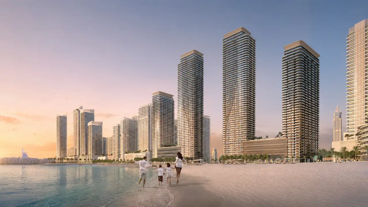 Bayview luxury beachfront residences during construction update March 2025 in Dubai Presented by Tohid Fetrat