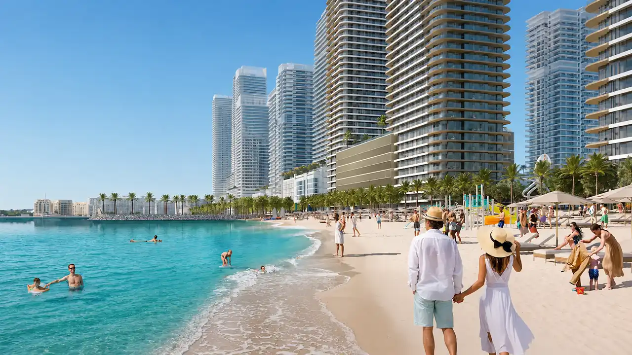 Bayview beachfront luxury residences and coastal lifestyle during construction update October 2025 in Dubai Presented by Tohid Fetrat