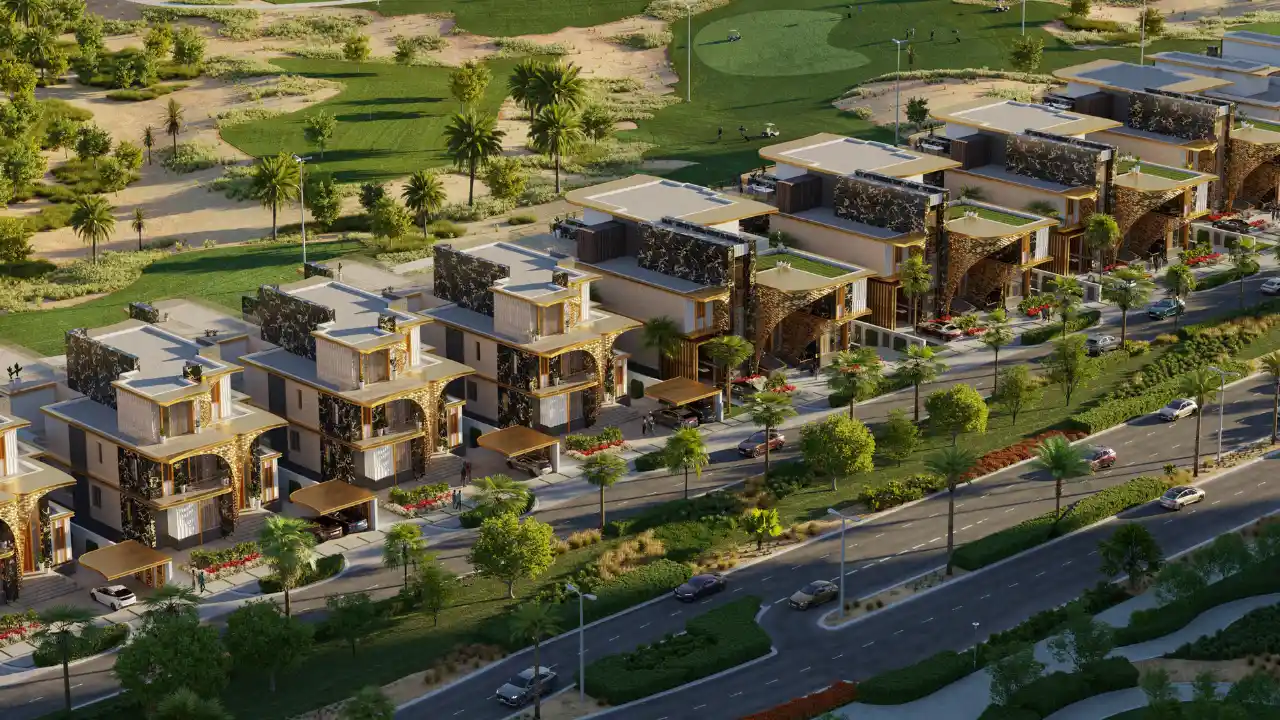 Luxury villas and townhouses overlooking the golf course at DAMAC Hills Villas & Townhouses for Sale in Dubai Presented by Tohid Fetrat