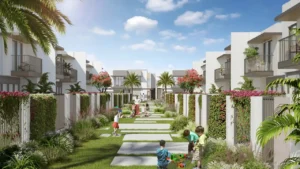 EDEN at The Valley by Emaar landscaped pedestrian walkway between townhouses in Dubai - Presented by Tohid Fetrat