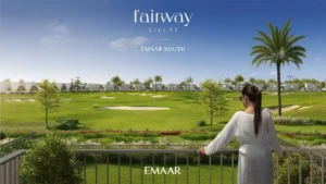 Fairway Villas at Emaar South by Emaar panoramic golf course view from luxury villa balcony surrounded by landscaped greenery in Dubai - Presented by Tohid Fetrat