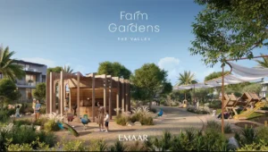 Farm Gardens The Valley by Emaar family park and outdoor playground surrounded by landscaped greenery in Dubai - Presented by Tohid Fetrat