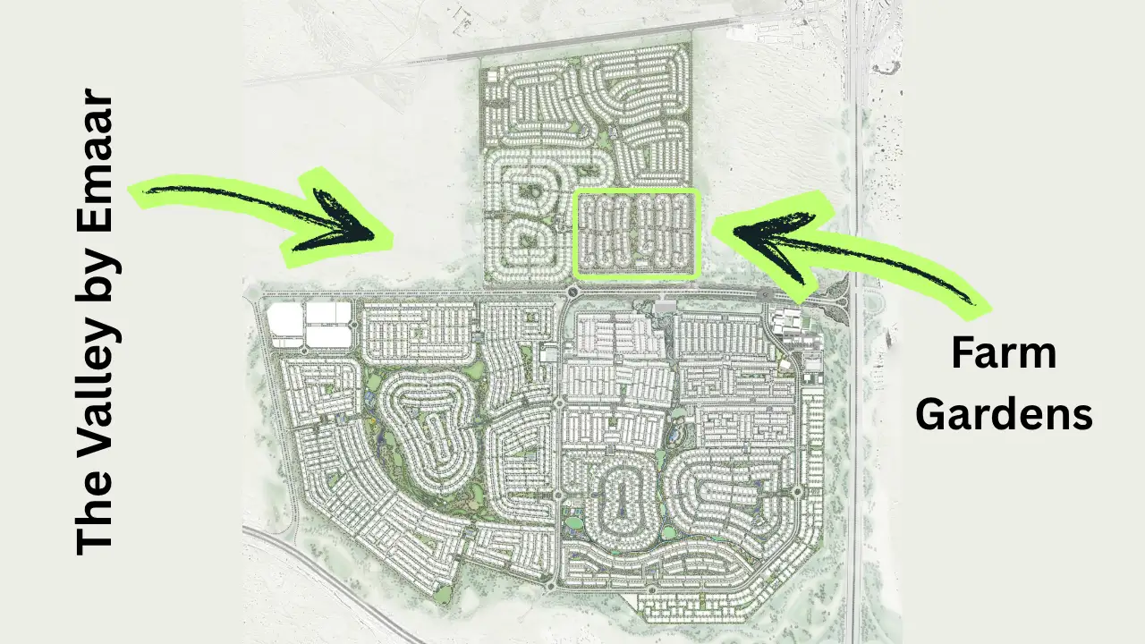 Farm Gardens The Valley by Emaar location within The Valley master community in Dubai - Presented by Tohid Fetrat