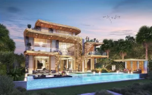 GEMS Estates by DAMAC at DAMAC Hills luxury mansion with infinity pool and contemporary waterfront design in Dubai - Presented by Tohid Fetrat