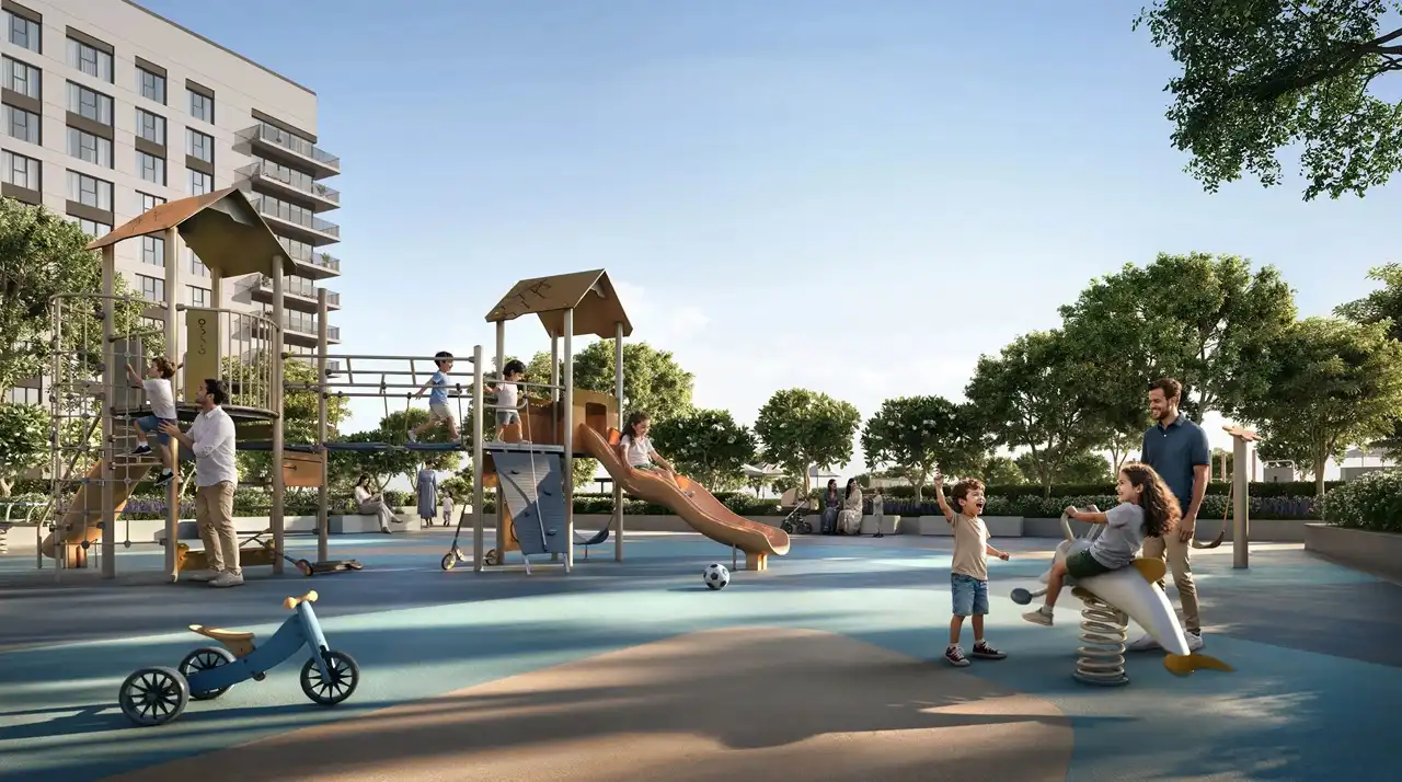 Golf Vale at Emaar South by Emaar outdoor family playground and landscaped community leisure area in Dubai - Presented by Tohid Fetrat