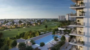 Golf Verge at Emaar South by Emaar golf course facing residences with resort style swimming pool and landscaped surroundings in Dubai - Presented by Tohid Fetrat