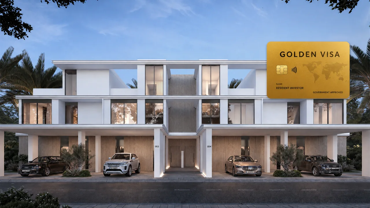 Modern townhouse residences at Greenway in Emaar South with Dubai Golden Visa card for property investment eligibility Presented by Tohid Fetrat