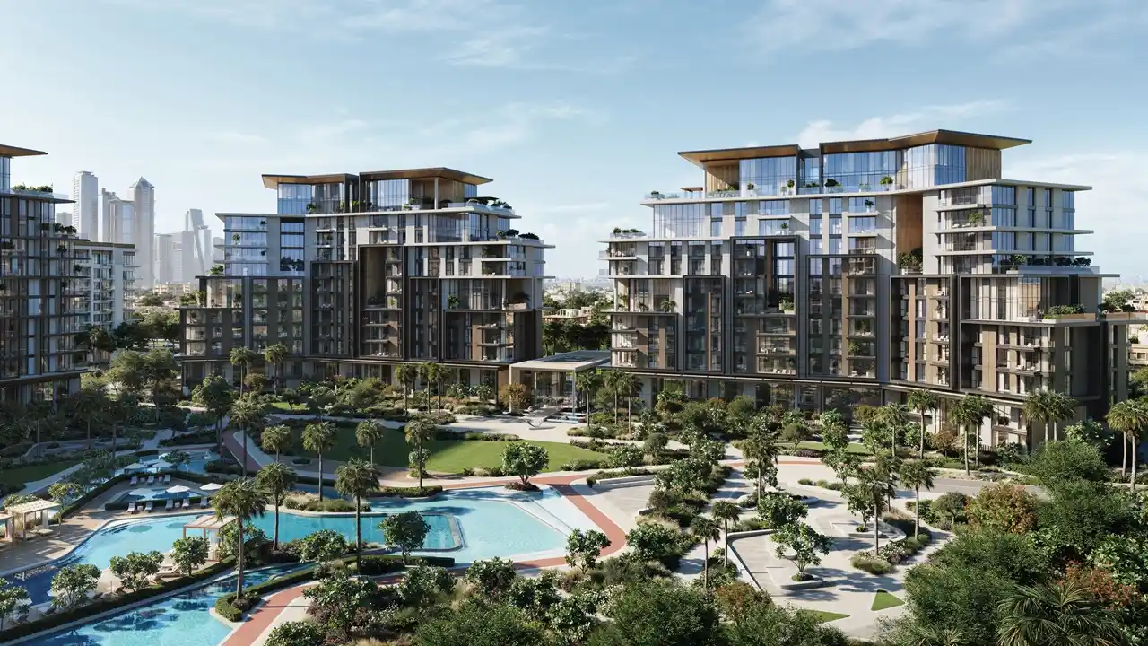 Luxury residential community by Meraas Properties for Sale in Dubai featuring landscaped amenities and modern apartments Presented by Tohid Fetrat