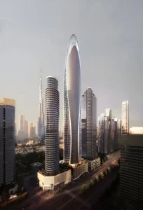 Mercedes-Benz Places by Binghatti luxury tower with Burj Khalifa views surrounded by the Downtown Dubai skyline in Dubai - Presented by Tohid Fetrat