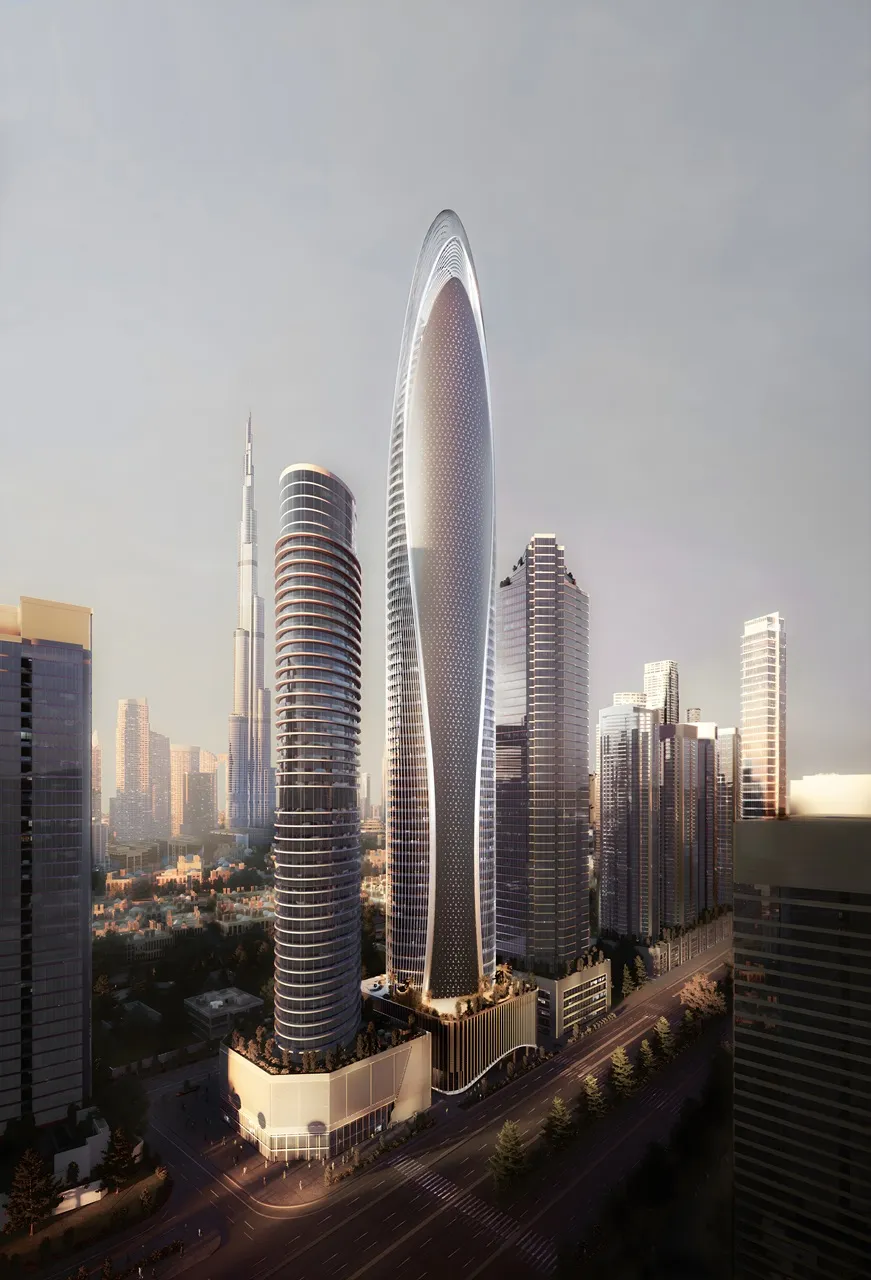 Mercedes-Benz Places by Binghatti luxury tower with Burj Khalifa views surrounded by the Downtown Dubai skyline in Dubai - Presented by Tohid Fetrat