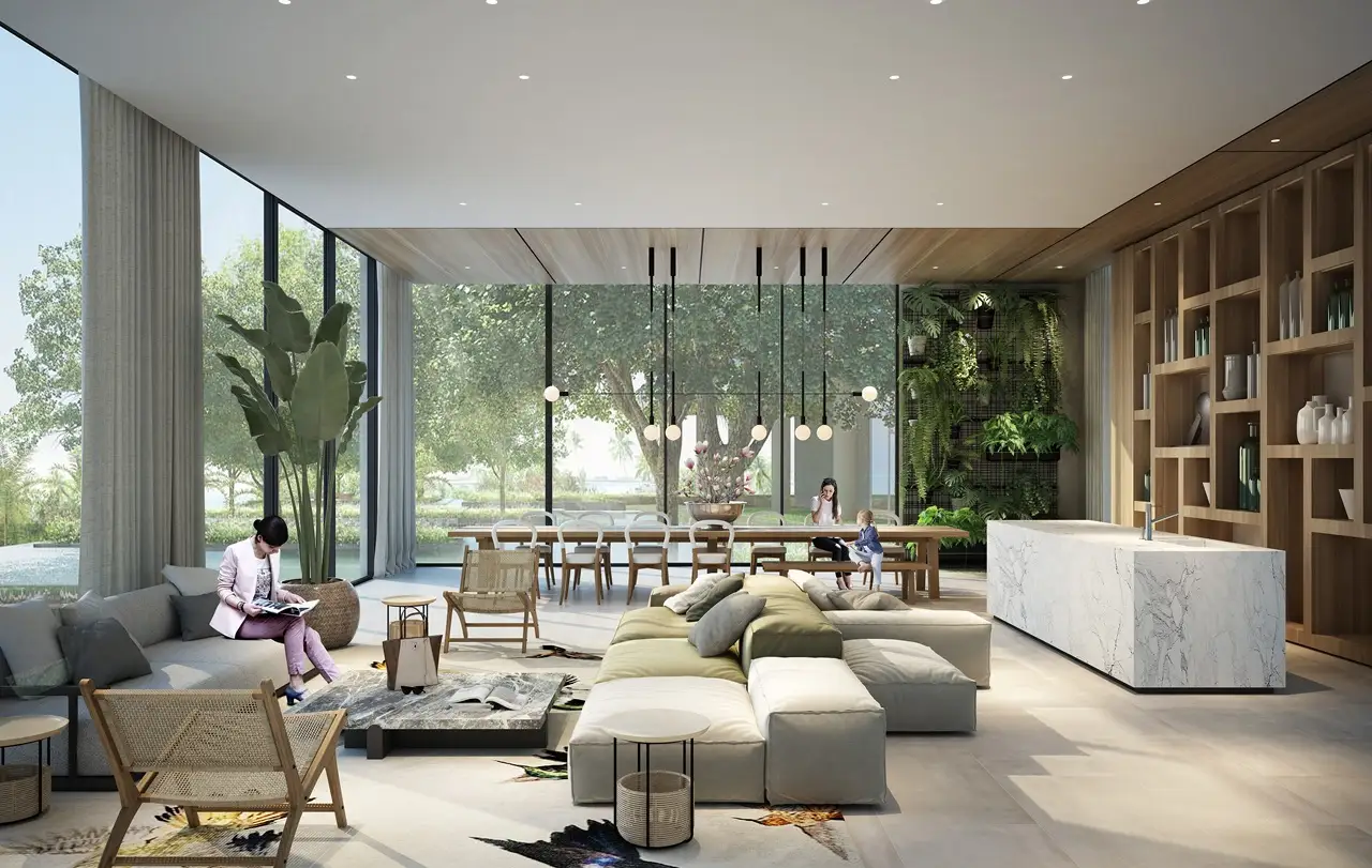 NARA at The Valley by Emaar modern community lounge and social interior in Dubai - Presented by Tohid Fetrat