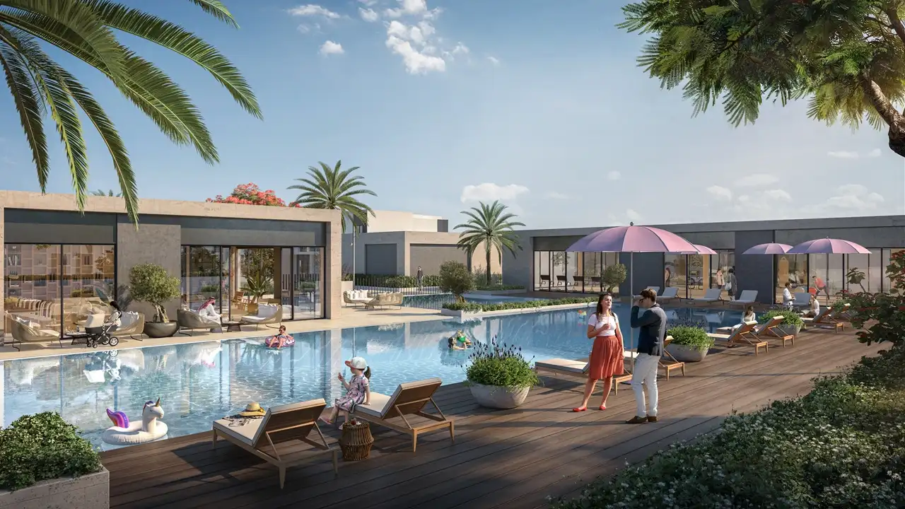 NARA at The Valley by Emaar community swimming pool and leisure amenities in Dubai - Presented by Tohid Fetrat
