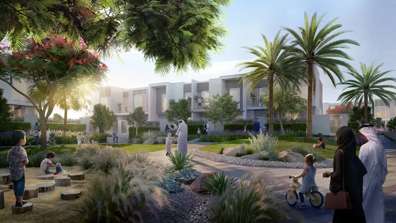 NARA at The Valley by Emaar landscaped community garden and family outdoor spaces in Dubai - Presented by Tohid Fetrat