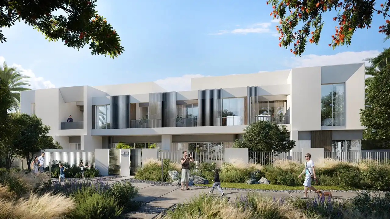 NARA at The Valley by Emaar townhouse community exterior with landscaped surroundings in Dubai - Presented by Tohid Fetrat