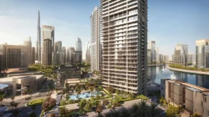 Peninsula Four The Plaza by Select Group waterfront residential tower with Burj Khalifa skyline views in Business Bay Dubai Presented by Tohid Fetrat