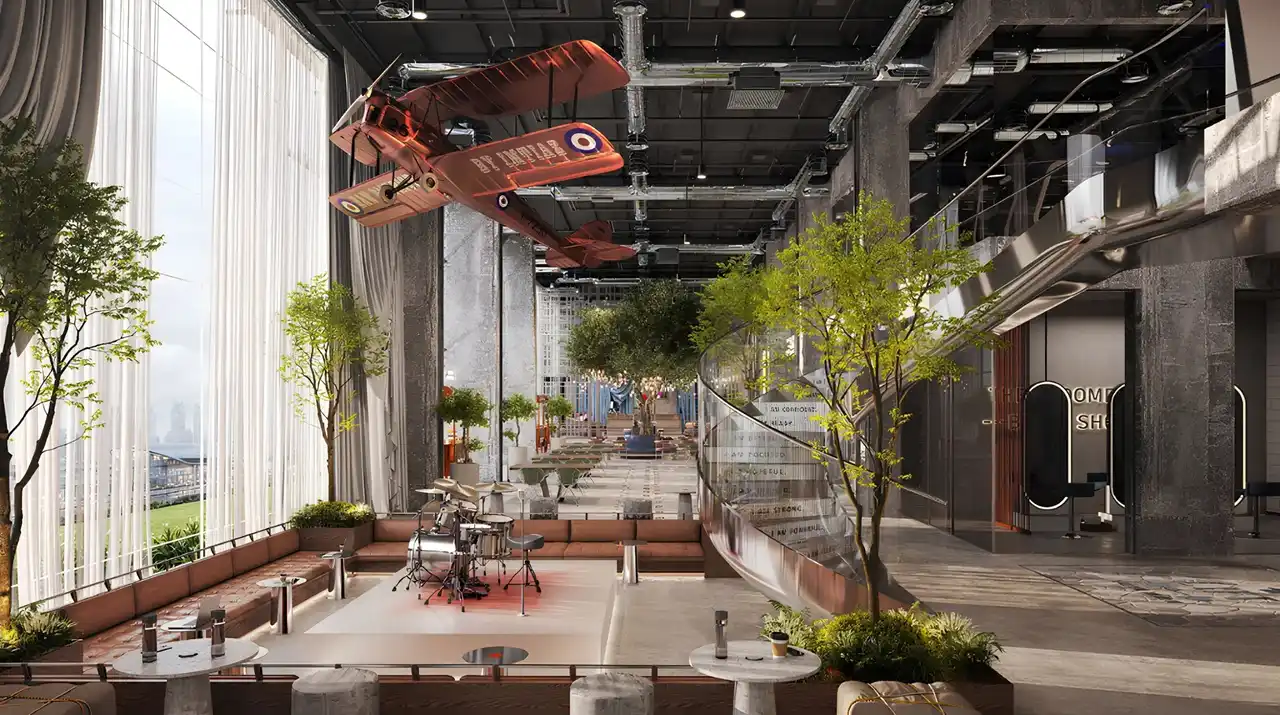 RAW District by Imtiaz in Downtown Jebel Ali creative lobby and lifestyle amenities space with artistic interiors, lounge seating, and modern design elements in Dubai - Presented by Tohid Fetrat