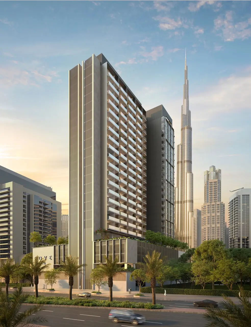 Rove Home Downtown Dubai by IRTH Development residential tower with Burj Khalifa views and landscaped surroundings in Dubai Presented by Tohid Fetrat