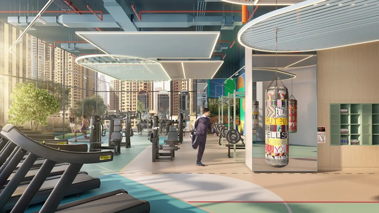 Rove Home Downtown Dubai by IRTH Development fitness center with modern gym equipment and training facilities in Dubai Presented by Tohid Fetrat
