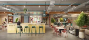 Rove Home Downtown Dubai by IRTH Development Rove Cafe and collaborative social space with modern seating in Dubai Presented by Tohid Fetrat