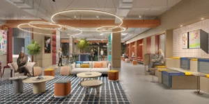Rove Home Downtown Dubai by IRTH Development social lounge and coworking space with contemporary interiors in Dubai Presented by Tohid Fetrat