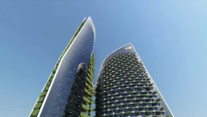 Safa One by DAMAC in Safa Park modern luxury tower architecture with landscaped balconies in Dubai - Presented by Tohid Fetrat