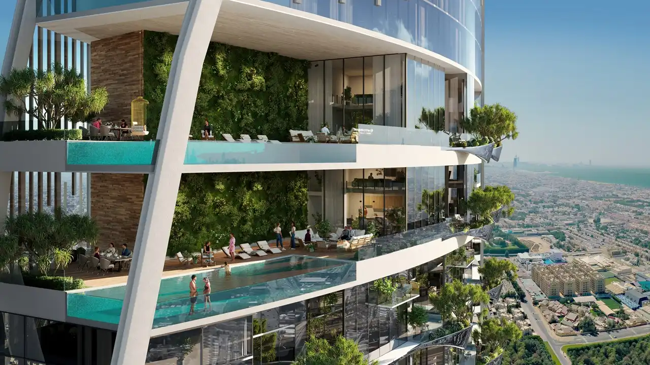 Safa One by DAMAC in Safa Park luxury sky pool residences with landscaped terraces overlooking Dubai skyline - Presented by Tohid Fetrat