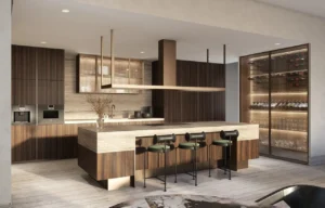 Six Senses Residences The Palm by Select Group luxury kitchen interior with marble island in Dubai - Presented by Tohid Fetrat