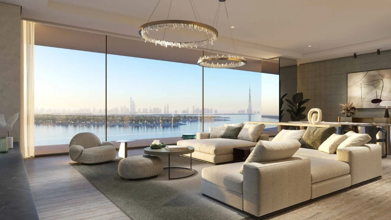 Six Senses Residences The Palm by Select Group luxury lounge interior with panoramic waterfront views in Dubai - Presented by Tohid Fetrat