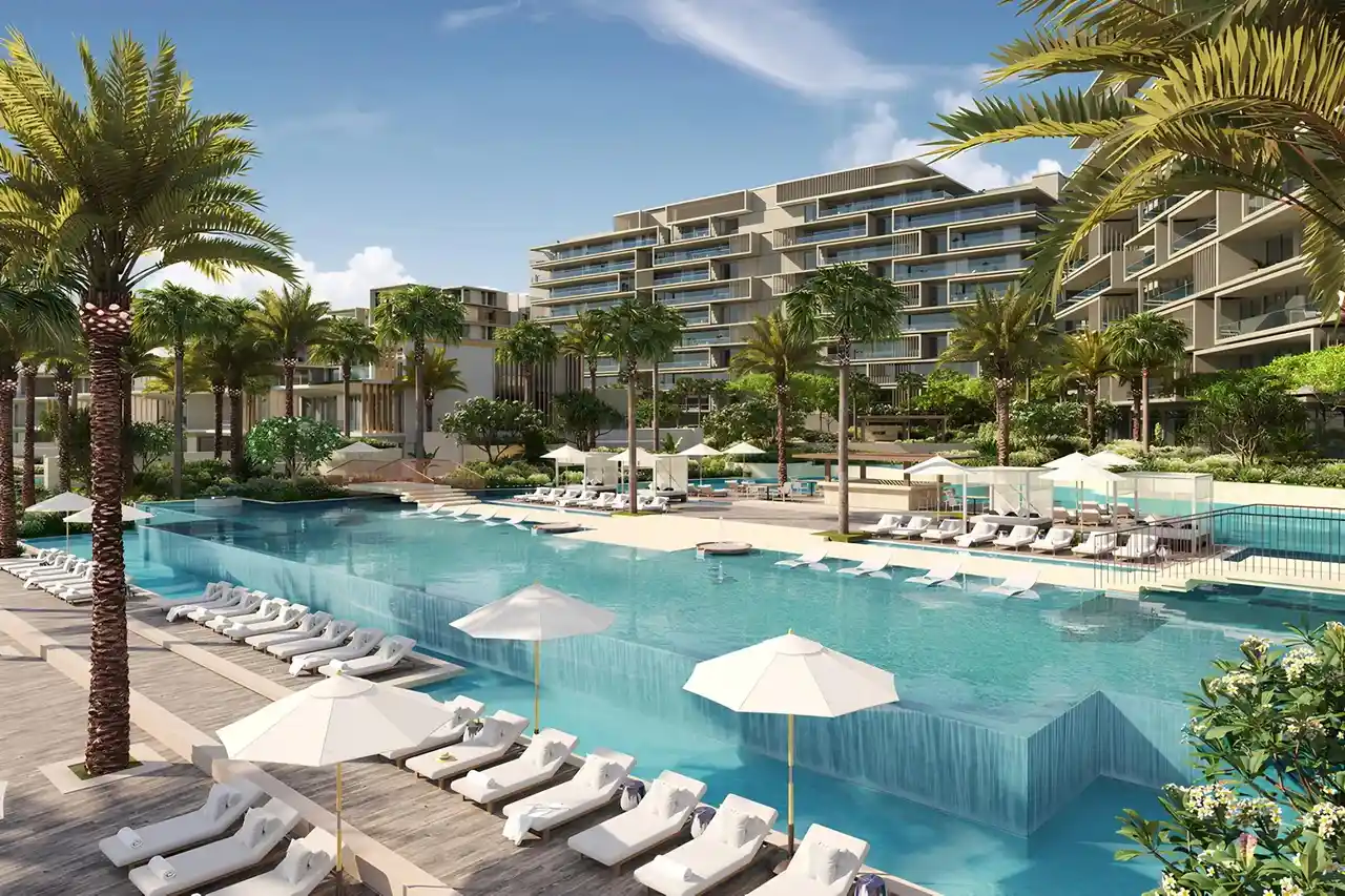 Six Senses Residences The Palm by Select Group resort style swimming pool and landscaped amenities in Dubai - Presented by Tohid Fetrat