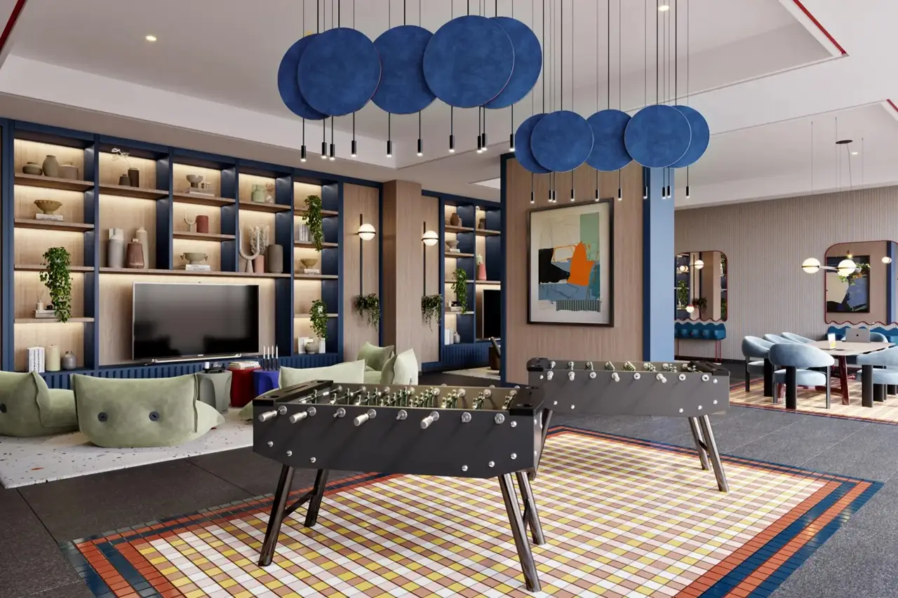 The Edge by Select Group residents lounge and entertainment area interior in Dubai - Presented by Tohid Fetrat