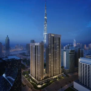 The Edge by Select Group residential towers with Burj Khalifa skyline view in Dubai - Presented by Tohid Fetrat