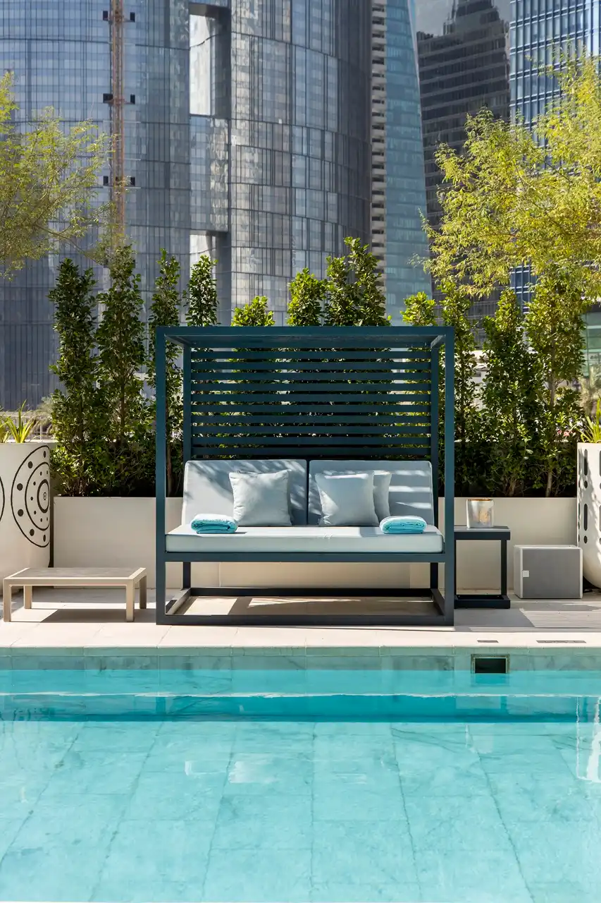 Private poolside cabana at The Opus Residences by OMNIYAT in Dubai - Presented by Tohid Fetrat