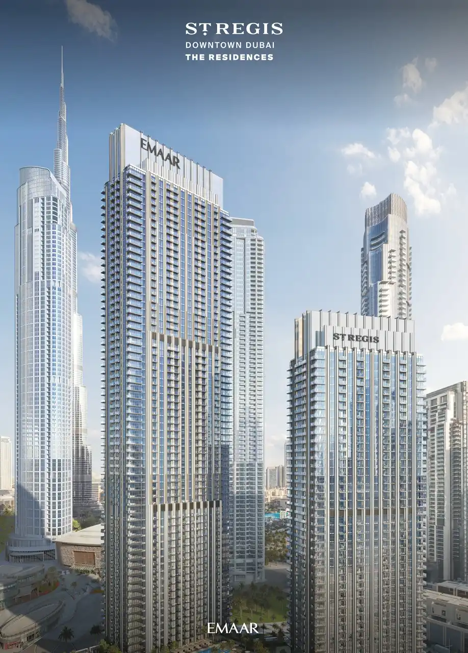 The St. Regis Residences Downtown Dubai by Emaar twin residential towers with contemporary architecture and Burj Khalifa skyline views in Dubai - Presented by Tohid Fetrat