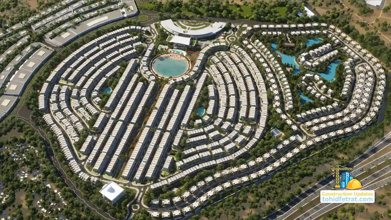 Aerial masterplan view of Tilal Binghatti residential community and landscaped development during Tilal Binghatti Construction Updates in Dubai Presented by Tohid Fetrat