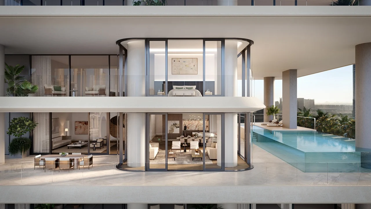 VELA Dorchester Collection by Omniyat Marina Penthouse with private pool terrace and double height interiors in Dubai - Presented by Tohid Fetrat